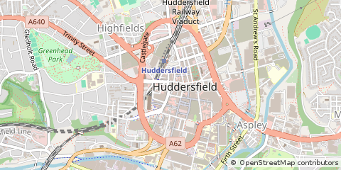 Map of Huddersfield, West Yorkshire