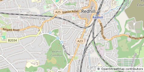 Map of Redhill, Surrey