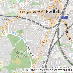 Map of Redhill, Surrey