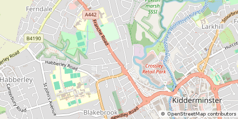 Map of Kidderminster, Worcestershire