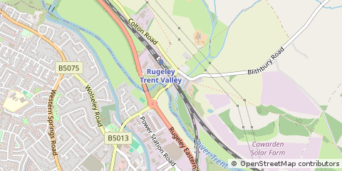 Map of Rugeley, Staffordshire