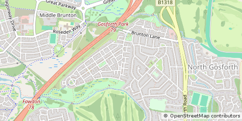 Map of Newcastle Upon Tyne, Tyne and Wear