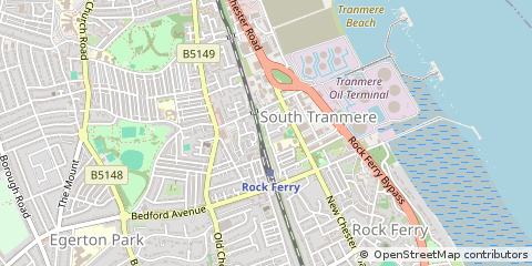 Map of Rock Ferry, Merseyside