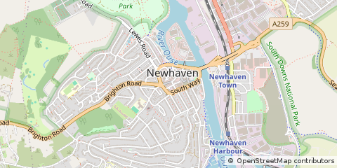 Map of Newhaven, East Sussex