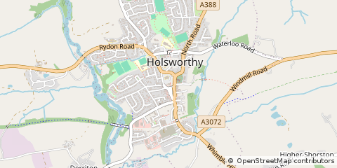 Map of Holsworthy, Devon