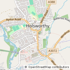 Map of Holsworthy, Devon