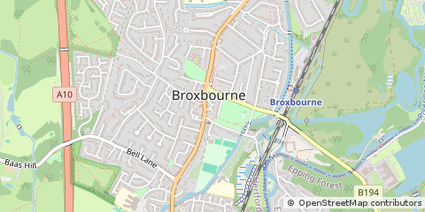 Map of Broxbourne, Hertfordshire