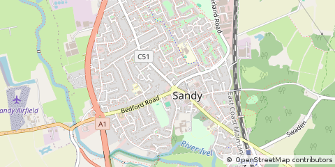 Map of Sandy, Bedfordshire