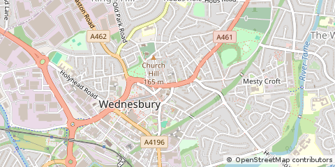 Map of Wednesbury, West Midlands