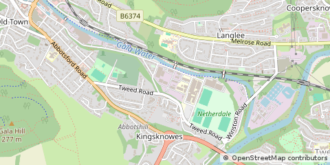 Map of Galashiels, Scottish Borders
