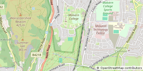 Map of Malvern, Worcestershire