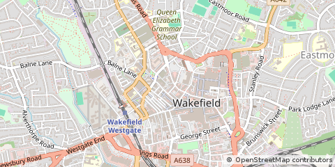 Map of Wakefield, West Yorkshire