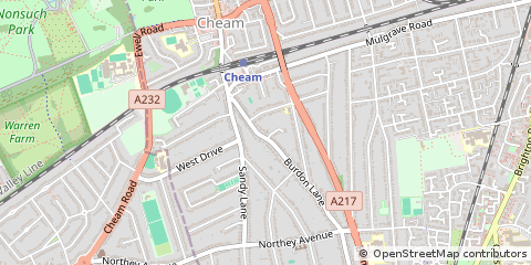 Map of Cheam, Surrey