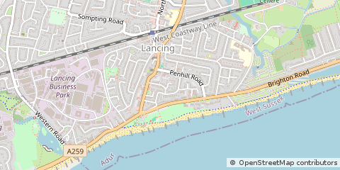 Map of Lancing, West Sussex