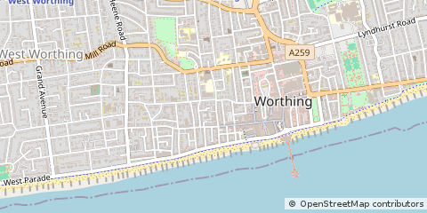 Map of Worthing, West Sussex