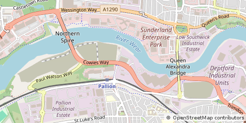Map of Sunderland, Tyne and Wear