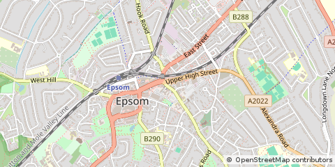 Map of Epsom, Surrey
