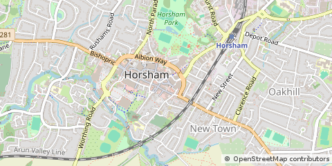 Map of Horsham, West Sussex