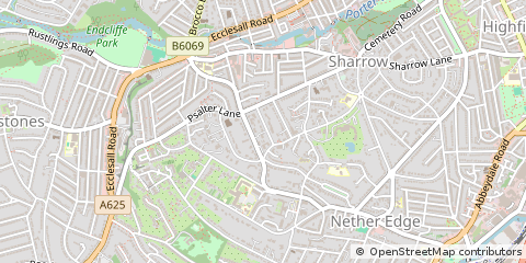 Map of Sheffield, South Yorkshire