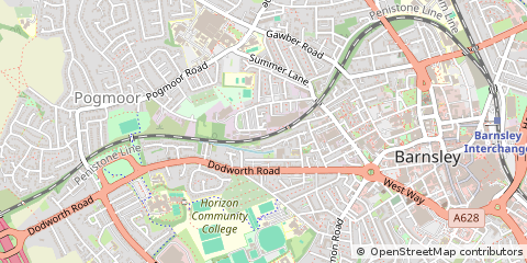 Map of Barnsley, South Yorkshire