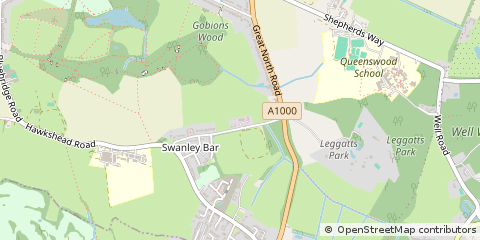 Map of Potters BAR, Hertfordshire