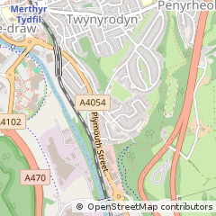 Map of Merthyr Tydfil, MID Glamorgan