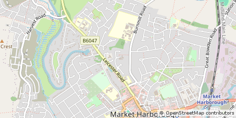 Map of Market Harborough, Leicestershire
