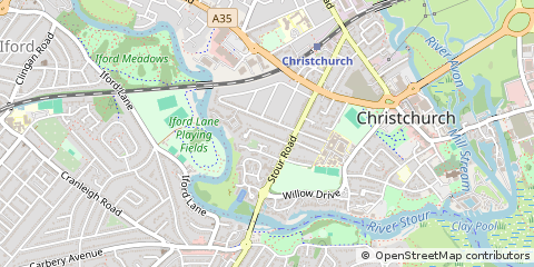 Map of Chrstchurch, Dorset