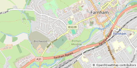 Map of Farnham, Surrey