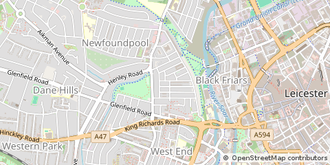 Map of Leicester, Leicestershire