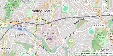 Map of Cradley Heath, West Midlands