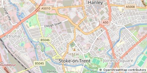 Map of Stoke on Trent, Staffordshire
