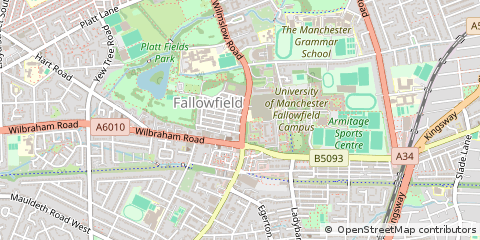 Map of Fallowfield, Manchester, Lancashire