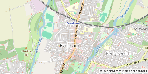 Map of Evesham, Worcestershire