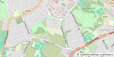 Map of Hanworth, Middlesex