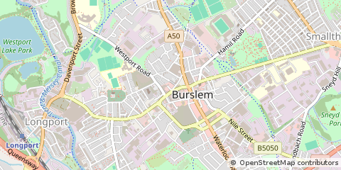 Map of Burslem Stoke on Trent, Staffordshire