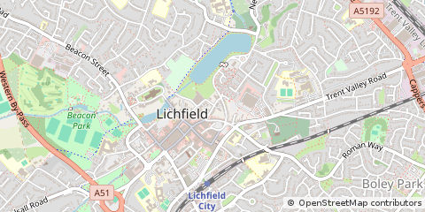 Map of Lichfield, Staffs