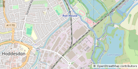 Map of Hoddesdon, Hertfordshire