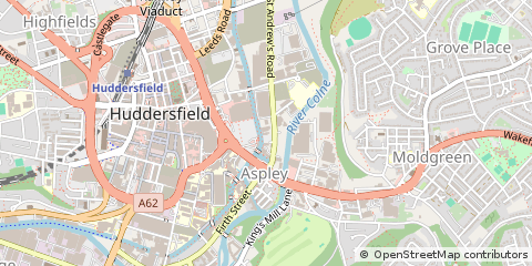 Map of Huddersfield, West Yorkshire