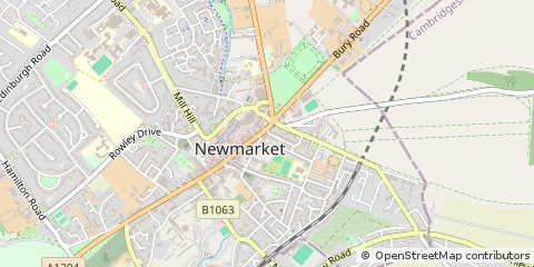Map of Newmarket, Suffolk
