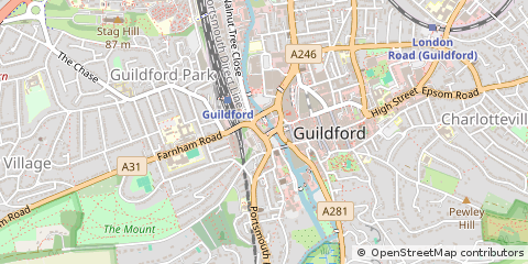 Map of Guildford, Surrey
