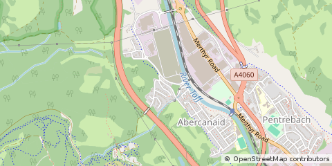 Map of Abercanaid, Merthyr Tydfil