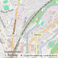 Map of Huddersfield, West Yorkshire