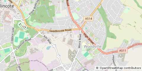 Map of Swadlincote, Derbyshire