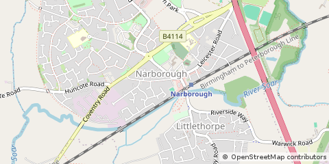 Map of Narborough, Leics