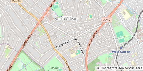 Map of Cheam, Surrey