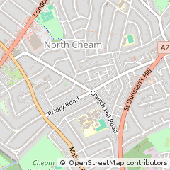 Map of Cheam, Surrey