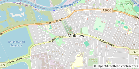 Map of West Molesey, Surrey