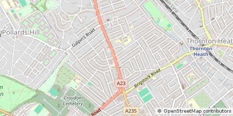 Map of Thornton Heath, Middlesex