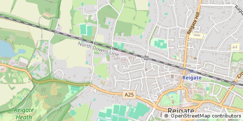 Map of Reigate, Surrey